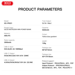XO-PR221 5000mAh Powerbank