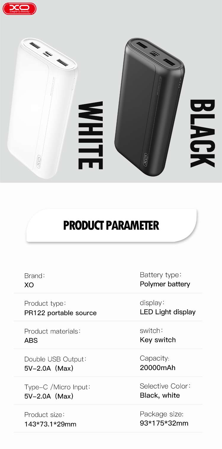 XO-PR122 20000mAh Powerbank