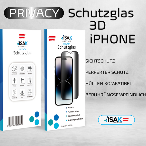 ISAK PRIVACY Schutzglas 3D für IPHONE